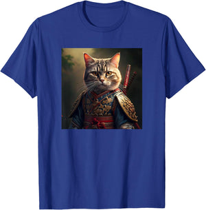 Kawaii Samurai Cat Portrait - Elegant Japanese Art Anime Cat Men Women T-Shirt - T-Shirt | Royal