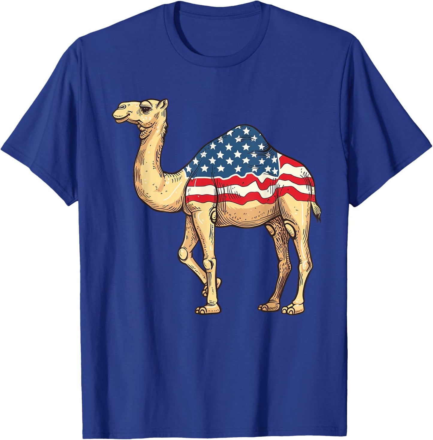 Camel American Flag 4th of July Day Camel Gifts Girls Kids T-Shirt - T-Shirt | Royal