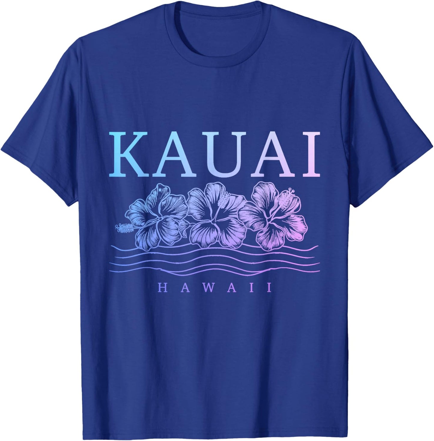 Kauai Hawaii Hawaii Hawaii Hibiscus Flowers Surfer Souvenir T-Shirt - T-Shirt | Royal