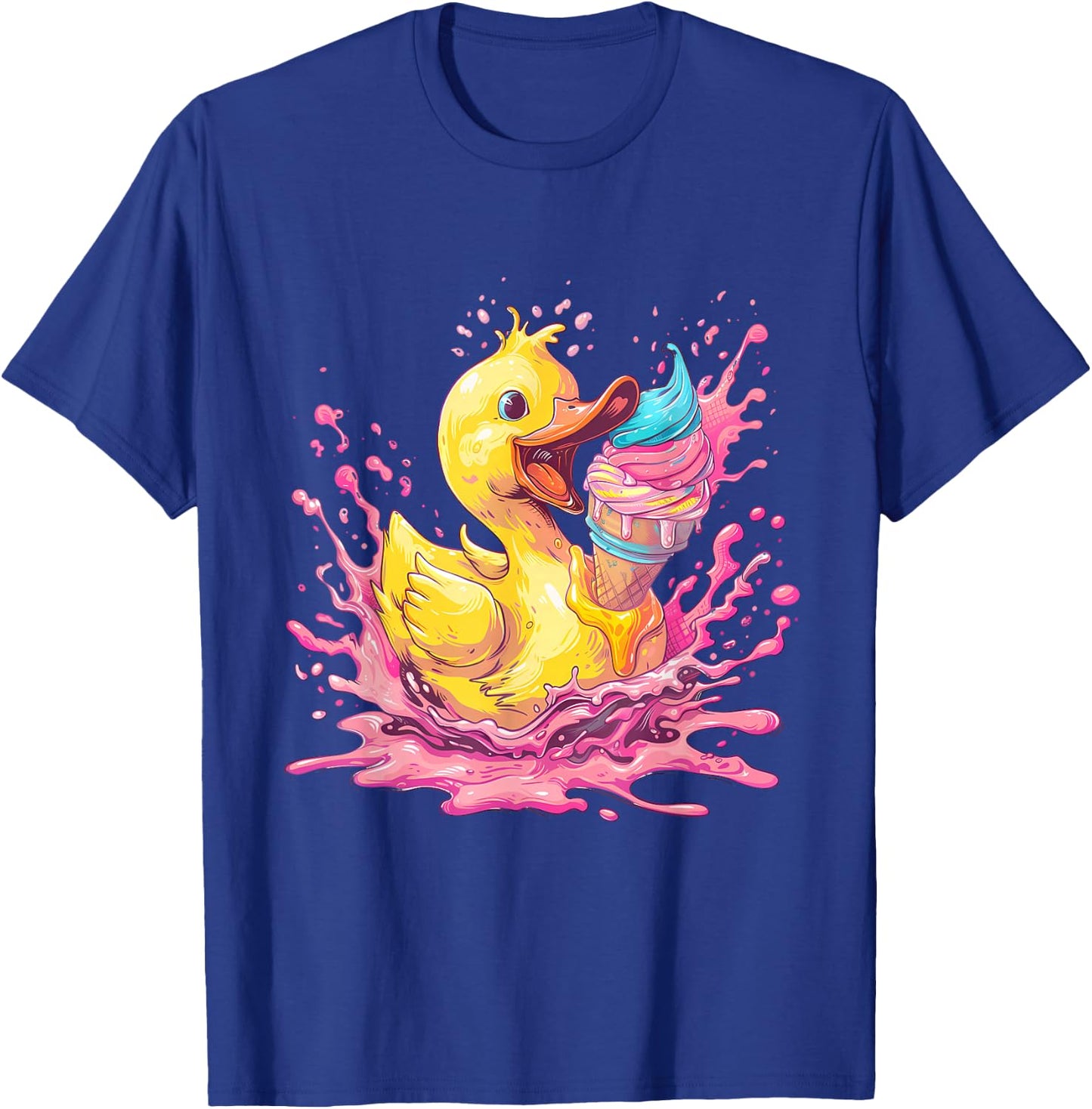 Bath Duck Watercolour Rubber Duckling Ice Cream Lovers T-Shirt - T-Shirt | Royal