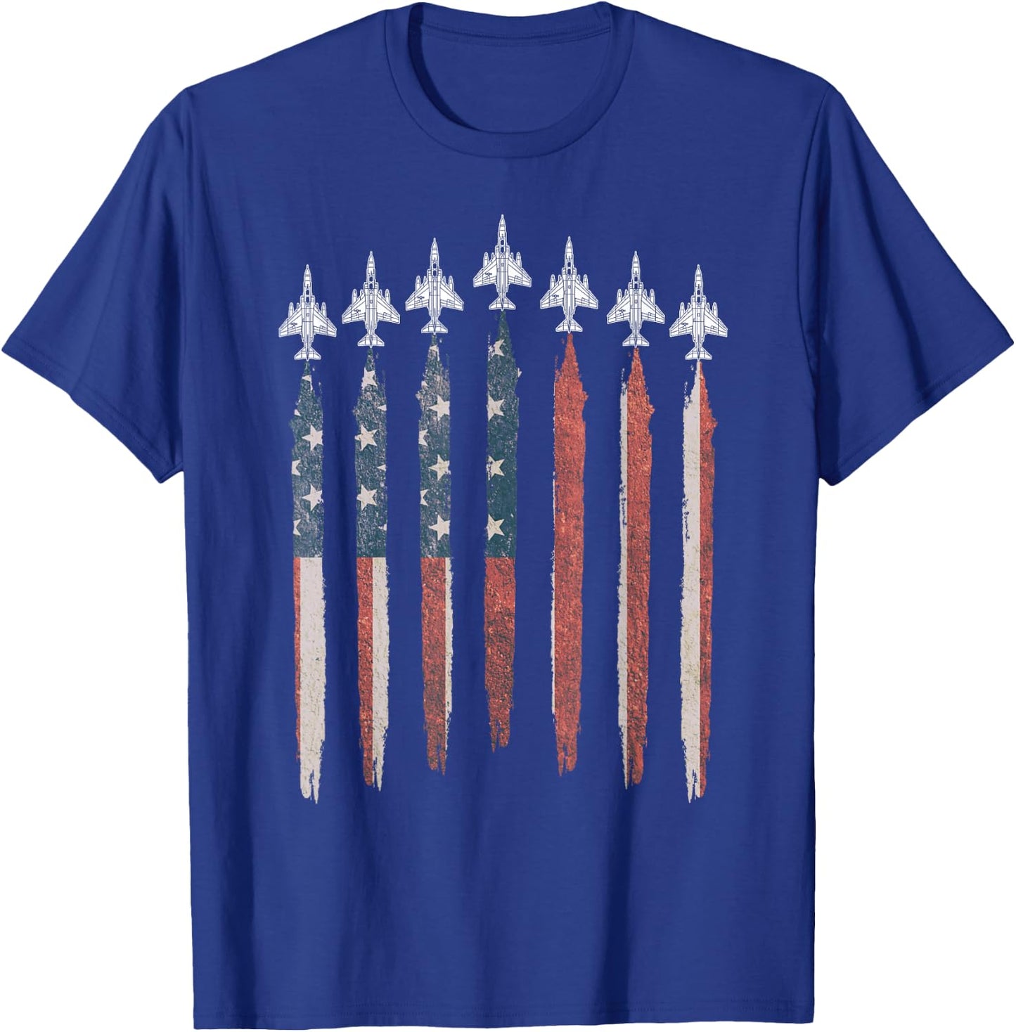 F4 Phantom Fighter Jet USA Flag Airplane F-4 4th of July T-Shirt - T-Shirt | Royal