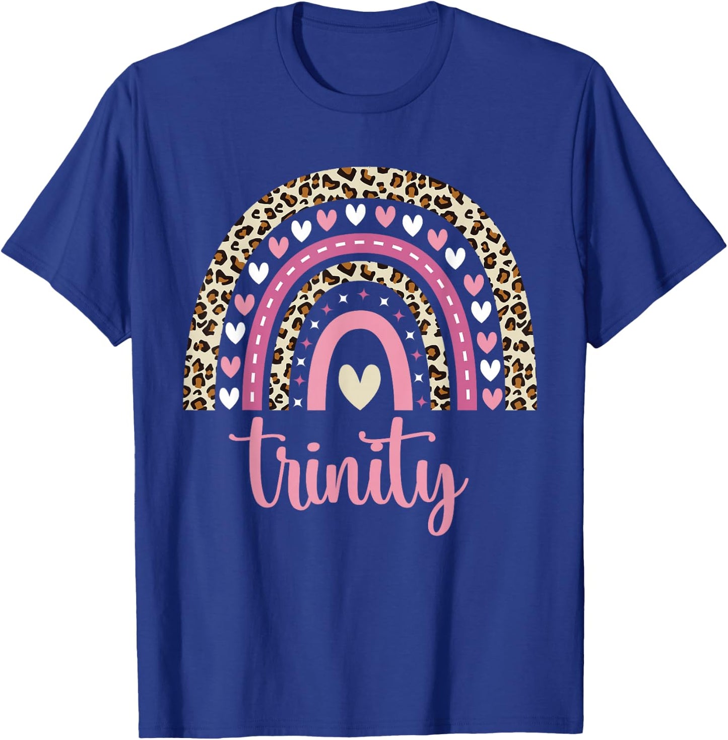 Trinity Rainbow Leopard Personalized Trinity Birthday T-Shirt - T-Shirt | Royal