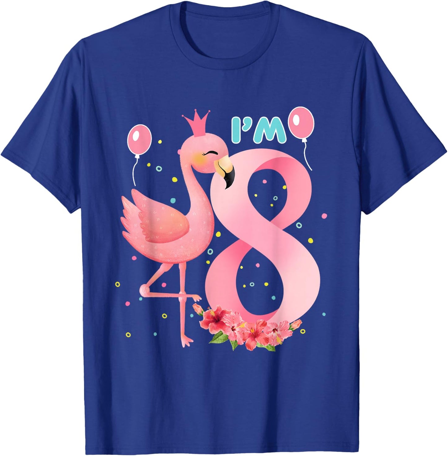 Flamingo 8th Birthday girl flamingo girls 8 year old T-Shirt - T-Shirt | Royal