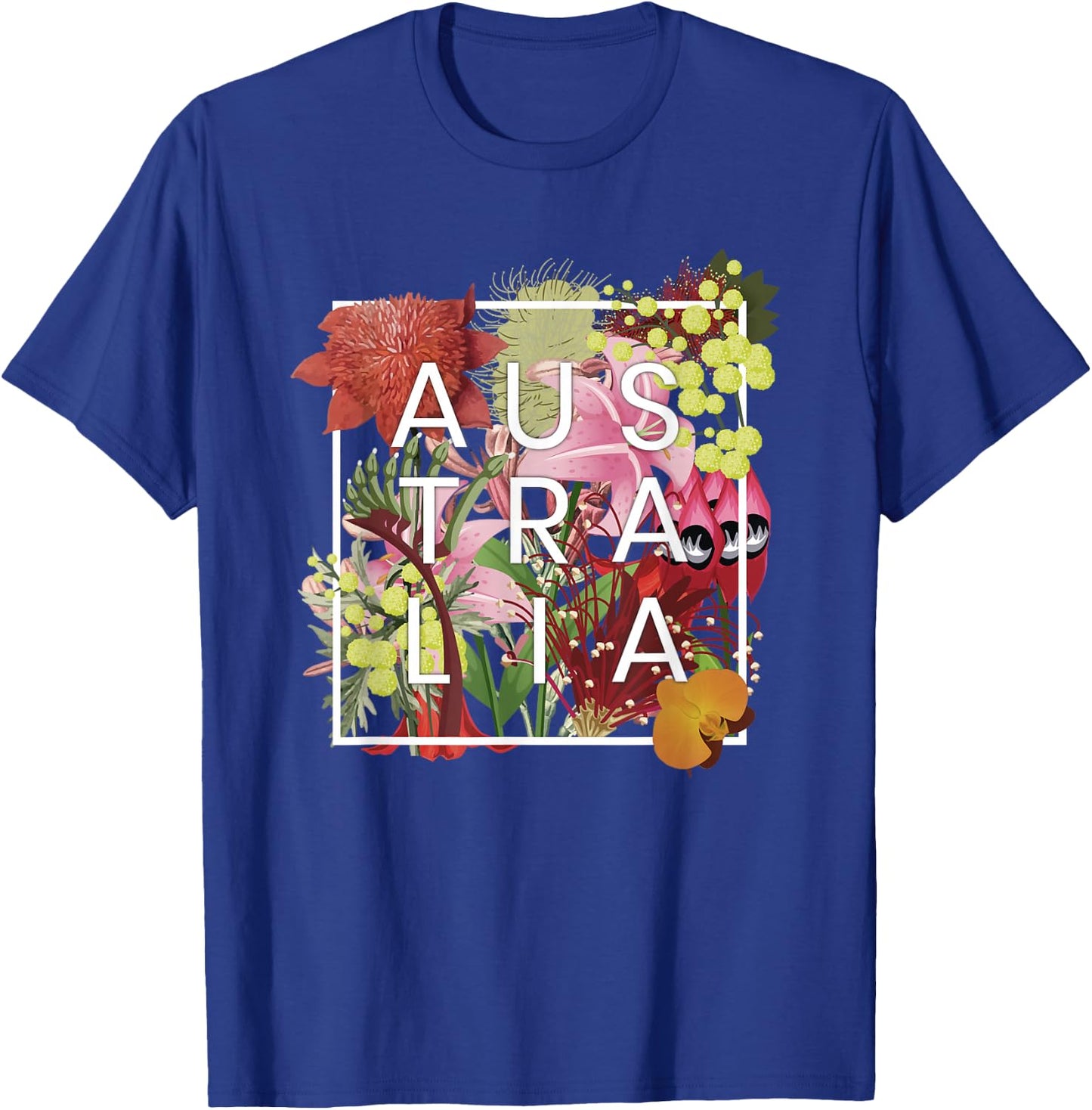 Flowers of Australia Word Art - Australian Pride T-Shirt - T-Shirt | Royal