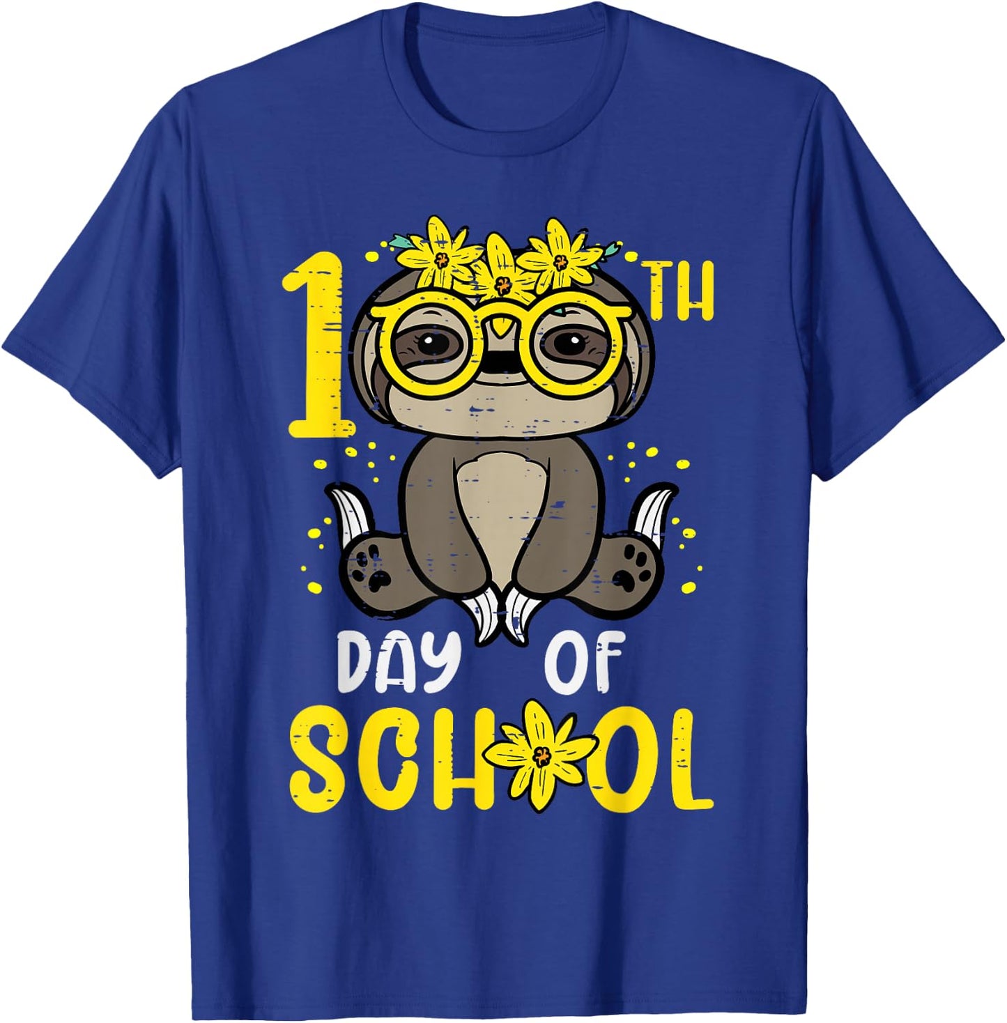 100th Day Of School Sloth 100 Days Girls Kids Toddler Youth T-Shirt - T-Shirt | Royal