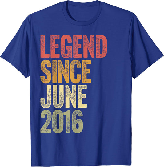 10 Year Old Legend Since June 2016 Retro 10th Birthday T-Shirt - T-Shirt | Royal