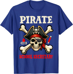 Pirate School Secretary Costume Skull Horror Pirate Lover T-Shirt - T-Shirt | Royal