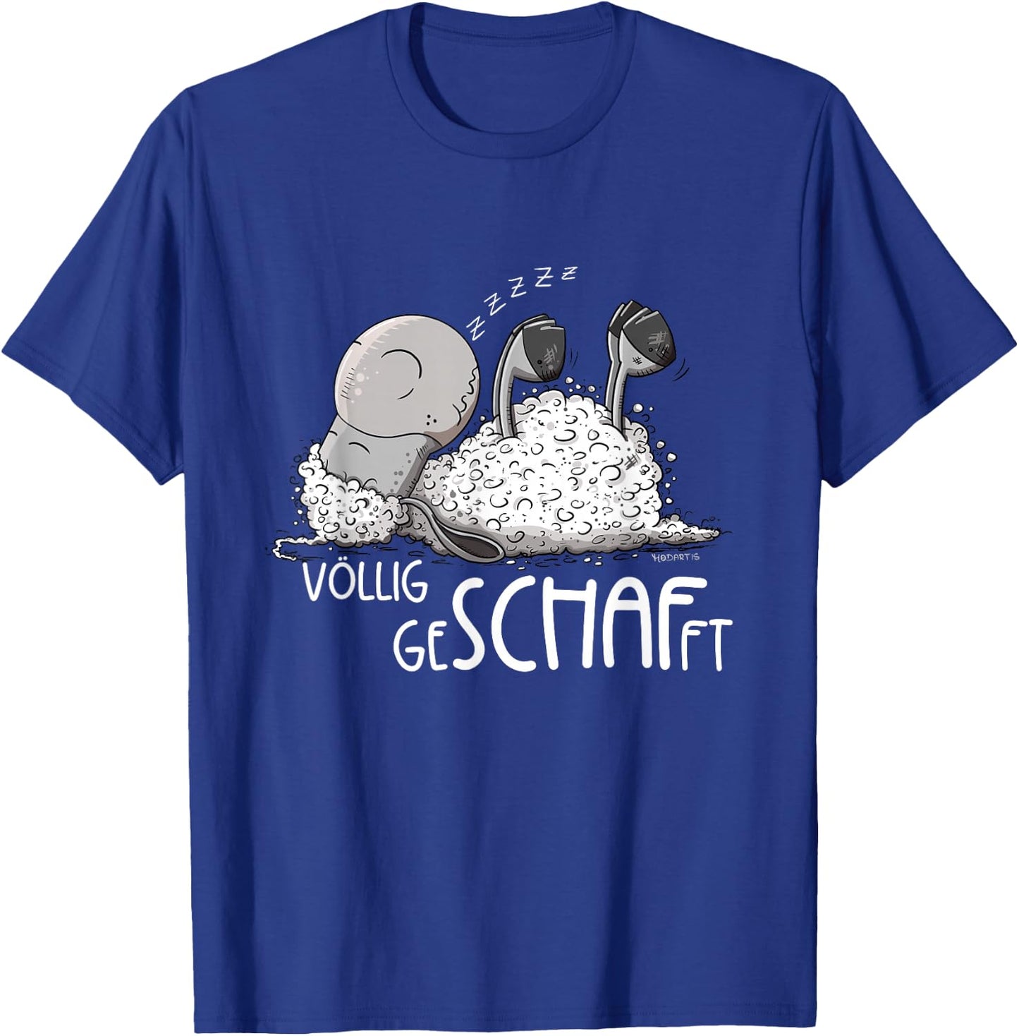 MODARTIS Völlig Geschafft Schäfchen Schlafendes Schaf Sleep , Adult, Cartoon, Black, S, Short Sleeve T-Shirt - T-Shirt | Royal