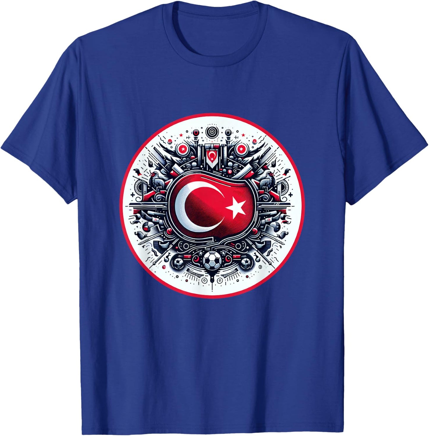 Banner Turkish Flag Turkey Türkiye Retro Art , Black, S T-Shirt - T-Shirt | Royal