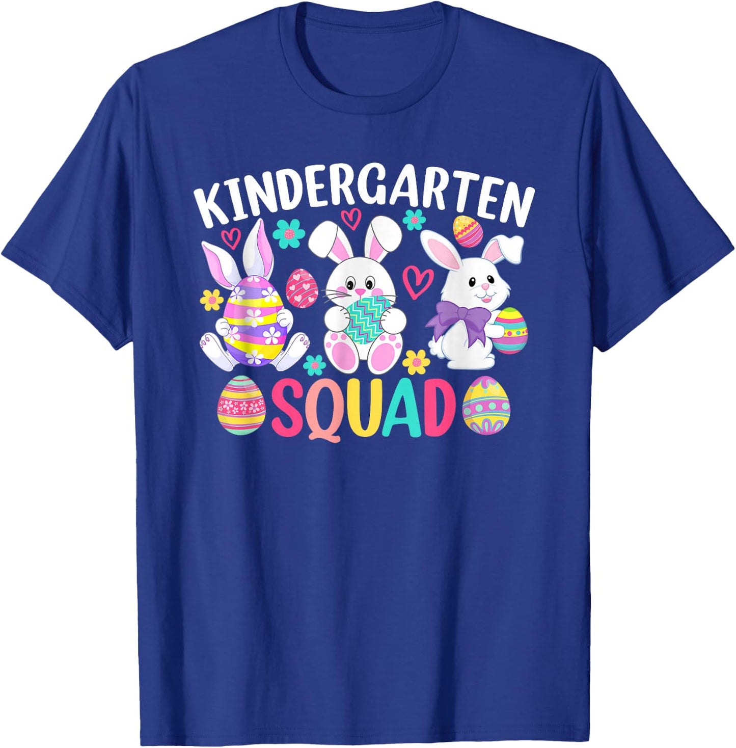 Cute Bunnies Kindergarten Teacher Squad Easter Day T-Shirt - T-Shirt | Royal