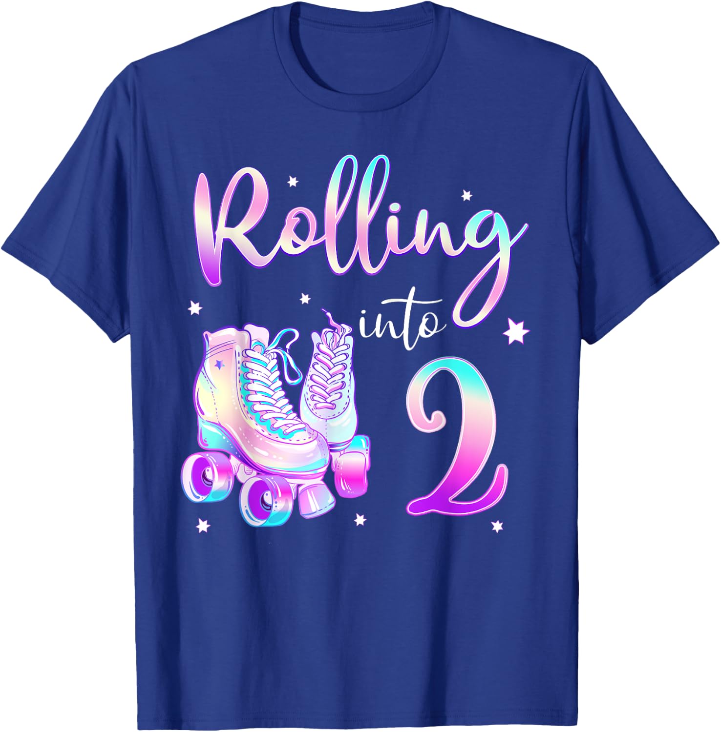 Kids 2 Years Old Birthday Girl Rolling Into 2nd Bday Theme T-Shirt - T-Shirt | Royal