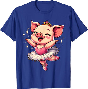 Ballerina Pig Dancing T-Shirt - T-Shirt | Royal