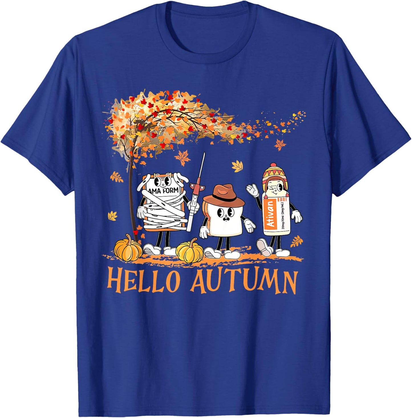Hello Autumn Emergency Room ER Nurse Thanksgiving Fall Vibes T-Shirt - T-Shirt | Royal