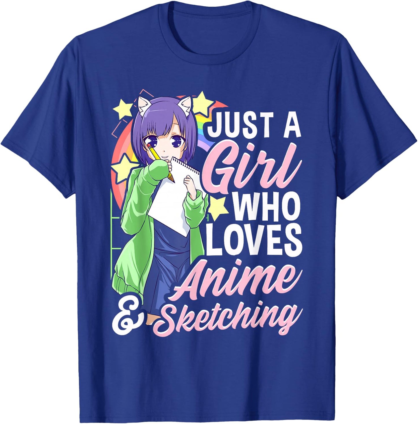 Anime Girl Just a Girl Who Loves Anime and Sketching Drawing Small T-Shirt - T-Shirt | Royal