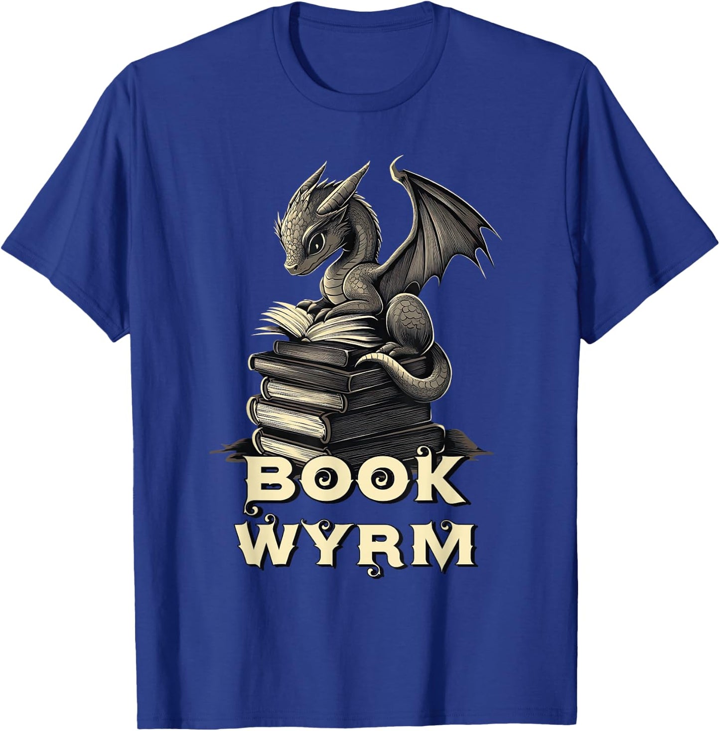 Bookwyrm Dragon Fantasy Bookish Fairytale Book Lover T-Shirt - T-Shirt | Royal