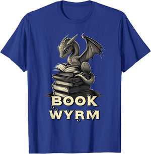 Bookwyrm Dragon Fantasy Bookish Fairytale Book Lover T-Shirt - T-Shirt | Royal