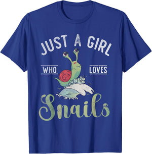Just a Girl who loves Snails Snail Girl T-Shirt - T-Shirt | Royal