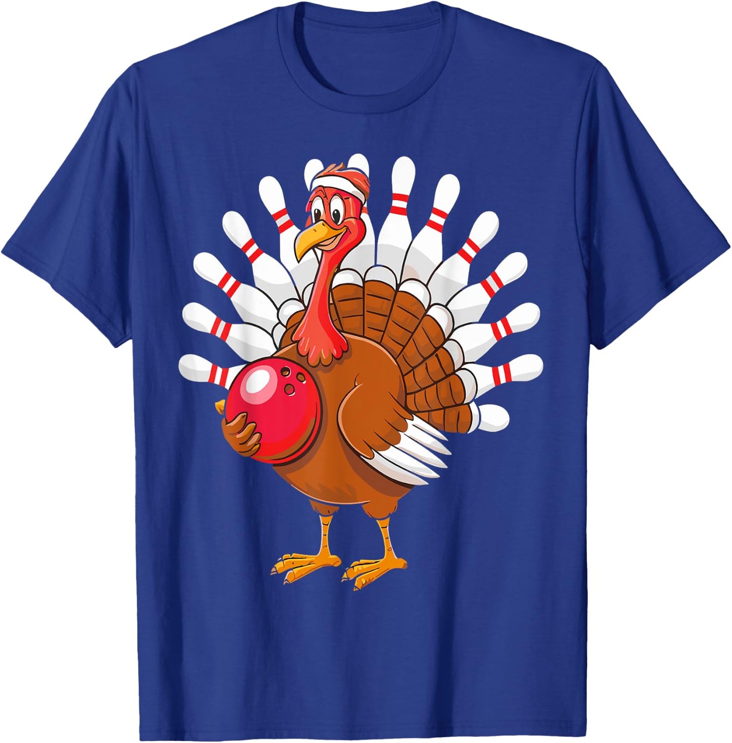Thanksgiving Turkey Bowling Pin Matching Team T-Shirt - T-Shirt | Royal