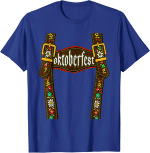 Lederhosen Suspenders Oktoberfest Bavarian Munich Beer T-Shirt - T-Shirt | Royal