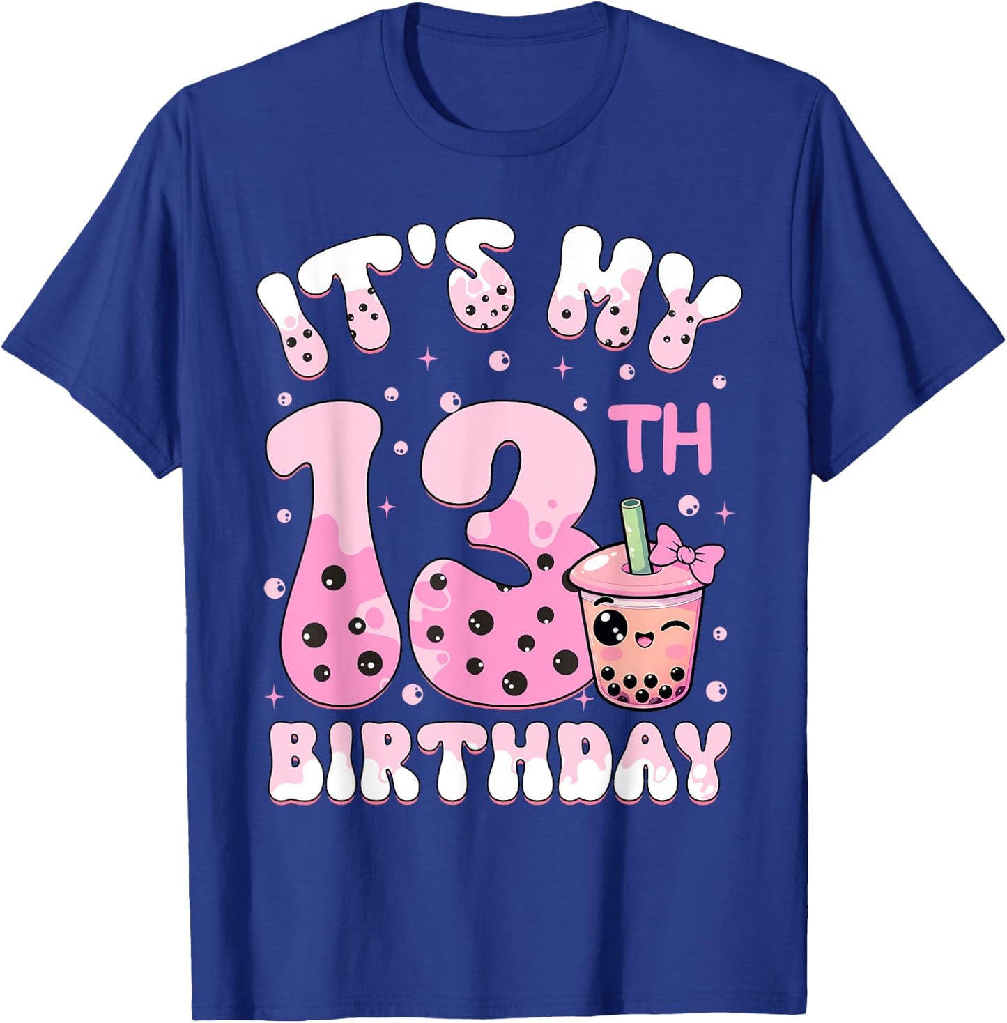 It's My 13th Birthday Coquette Bow Boba Tea Party 13 Years T-Shirt - T-Shirt | Royal