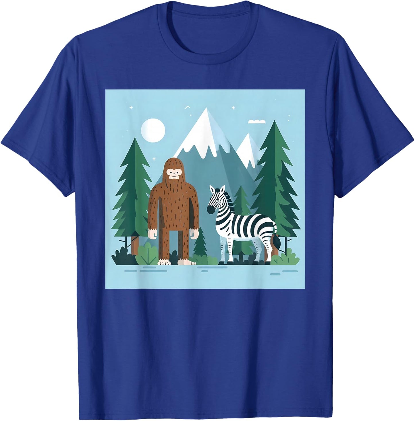 Bigfoot And Zebra Sasquatch T-Shirt - T-Shirt | Royal