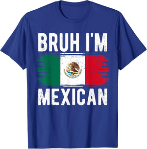 Bruh I'm Mexican Vintage Mexico Flag Funny Mexican Boys Kids T-Shirt - T-Shirt | Royal