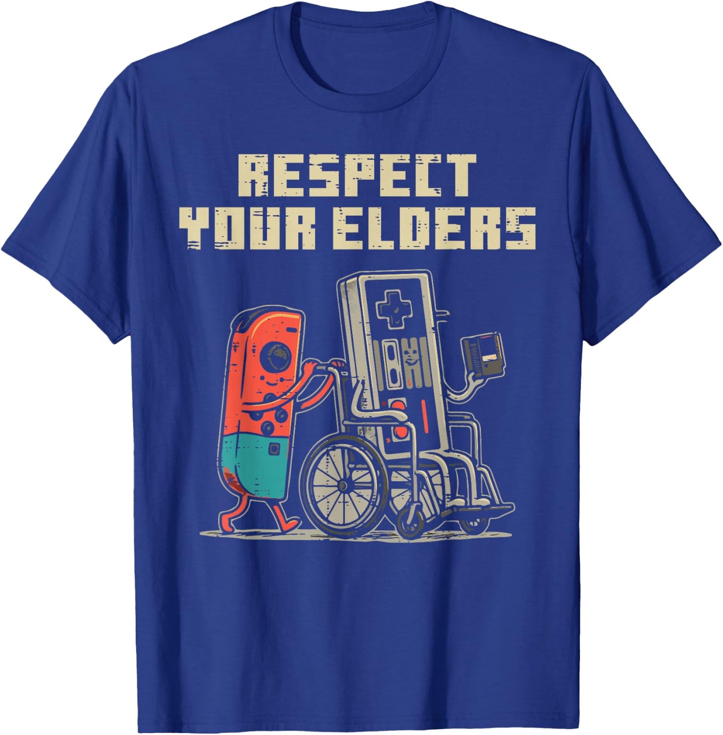 Gamer Controller Respect Your Elders Funny Men Boys Kids T-Shirt - T-Shirt | Royal