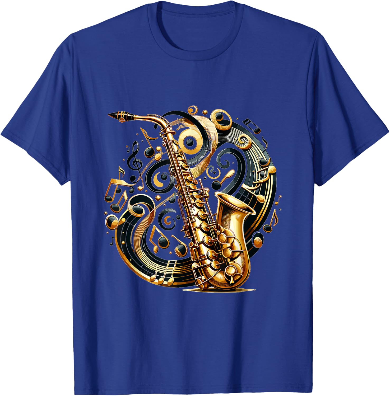 Saxophon Symphonie Violinschlüssel Blues Musikliebhaber T-Shirt - T-Shirt | Royal
