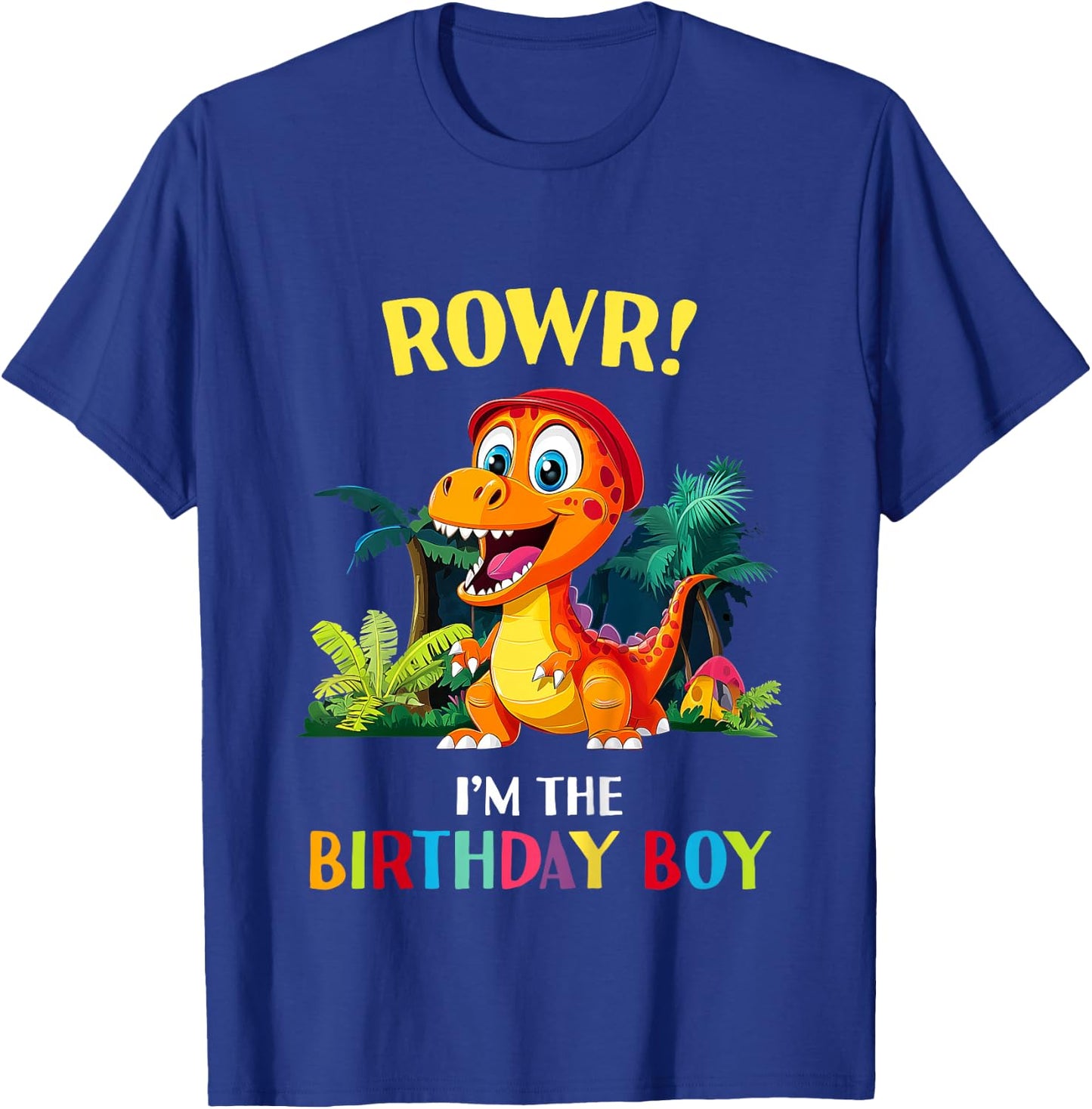 Kids Birthday Boy Saurus Dinosaur Dino Matching Cute T Rex T-Shirt - T-Shirt | Royal