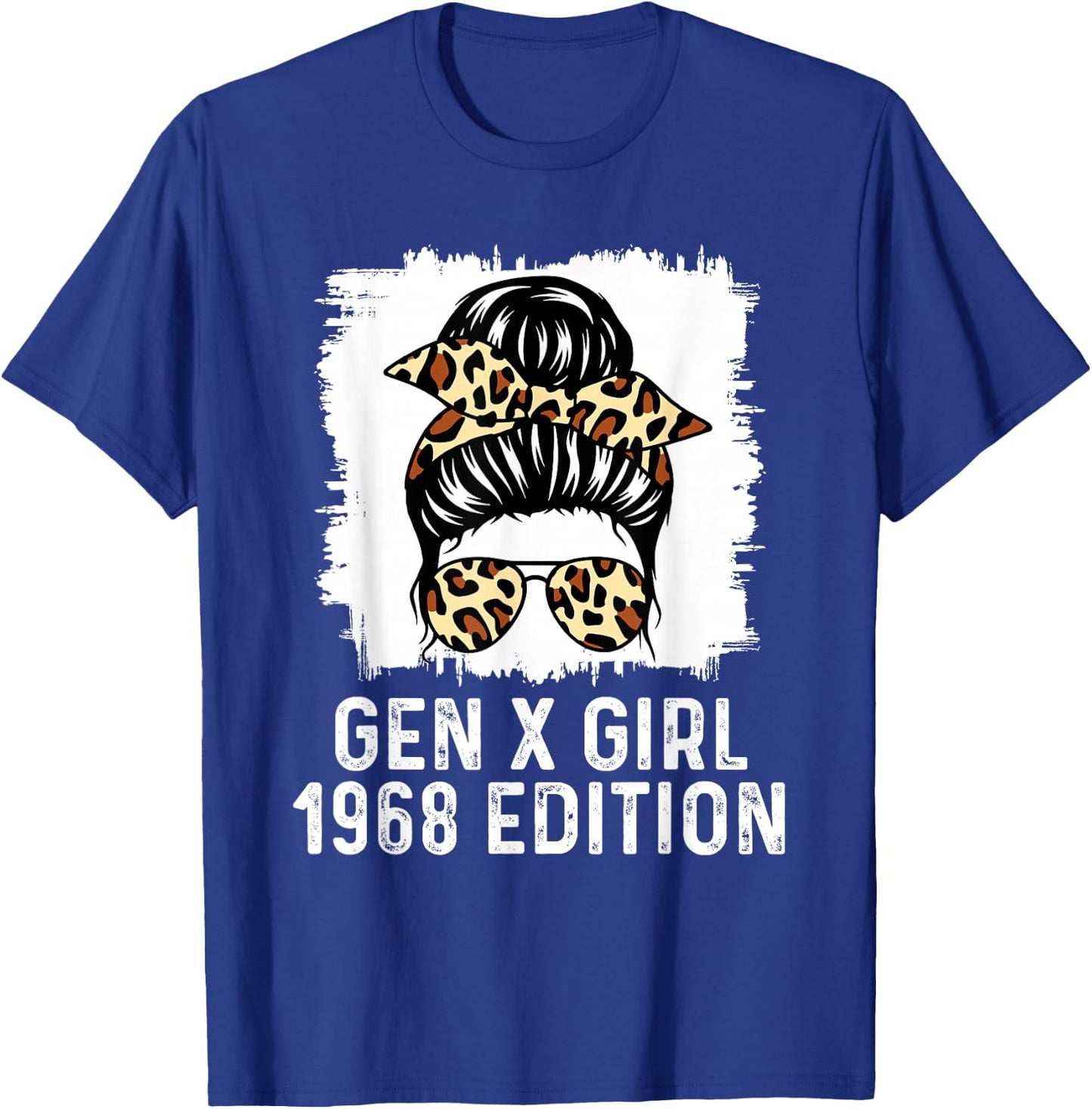 Gen X Girl 1968 Edition Cheetah Messy Bun Birthday T-Shirt - T-Shirt | Royal