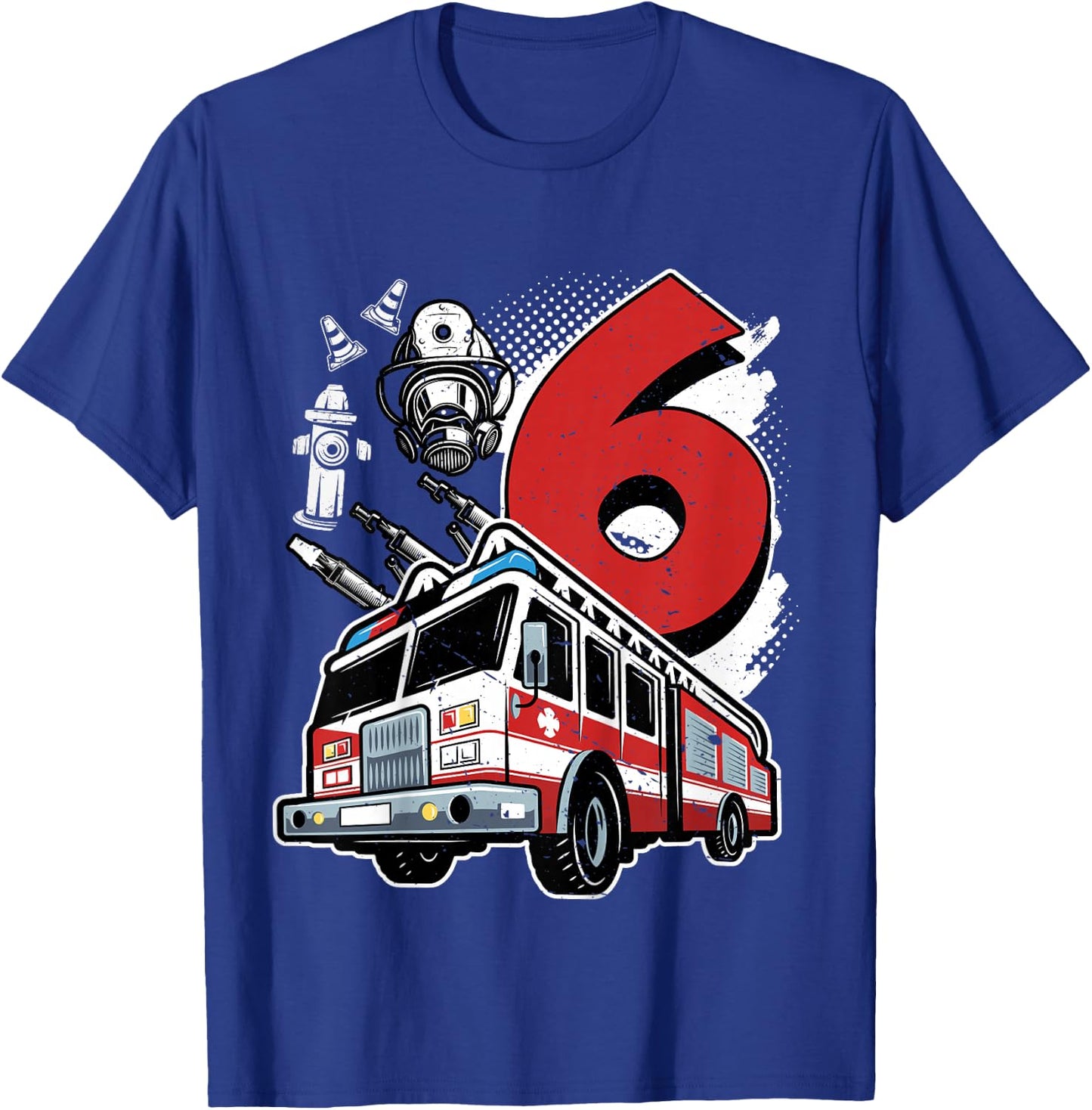 Children's Birthday 6 Years Boy Fire Brigade I'm 6, black T-Shirt - T-Shirt | Royal