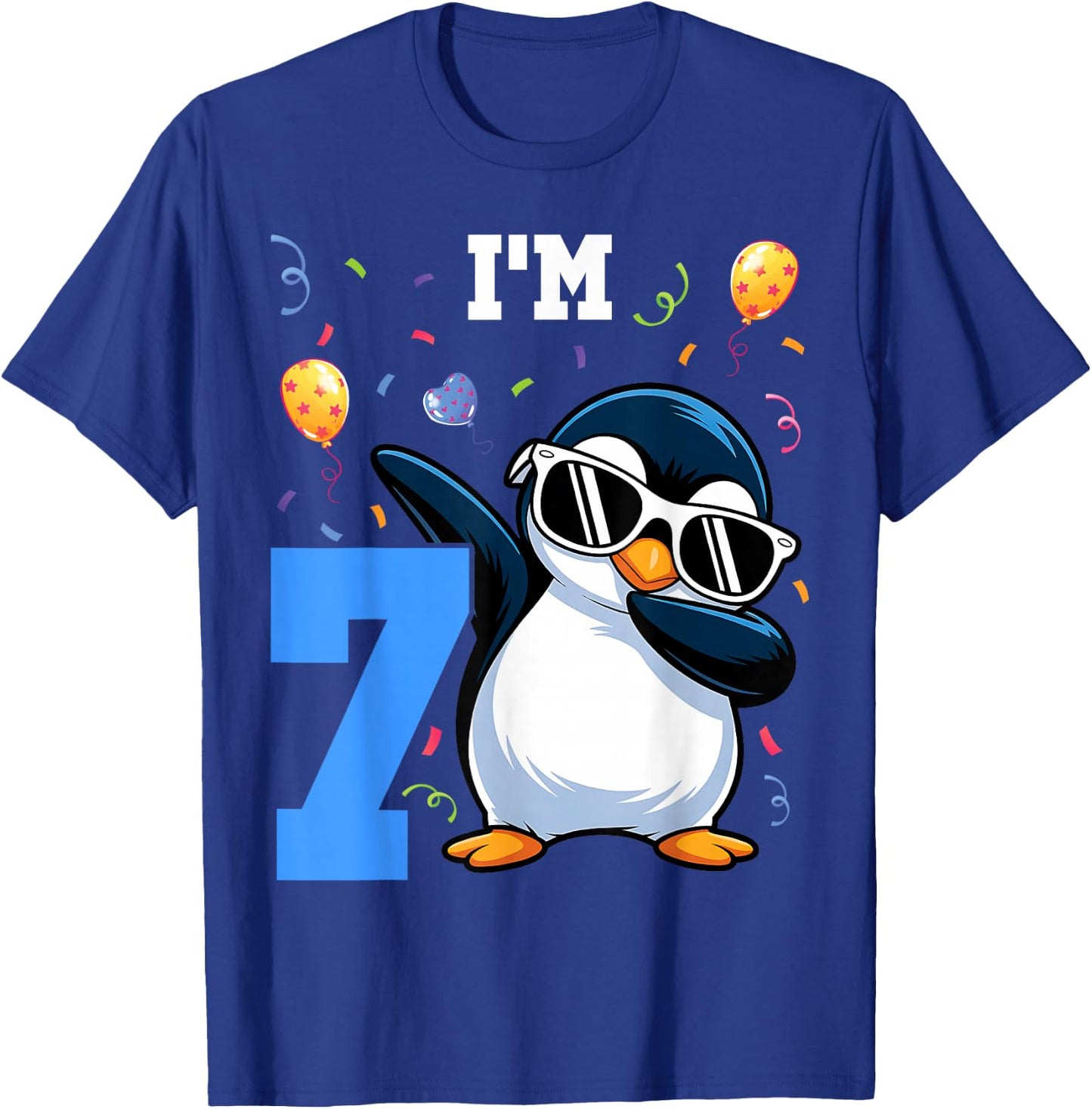 I'm 7 Penguin 7th Birthday Kids T-Shirt - T-Shirt | Royal