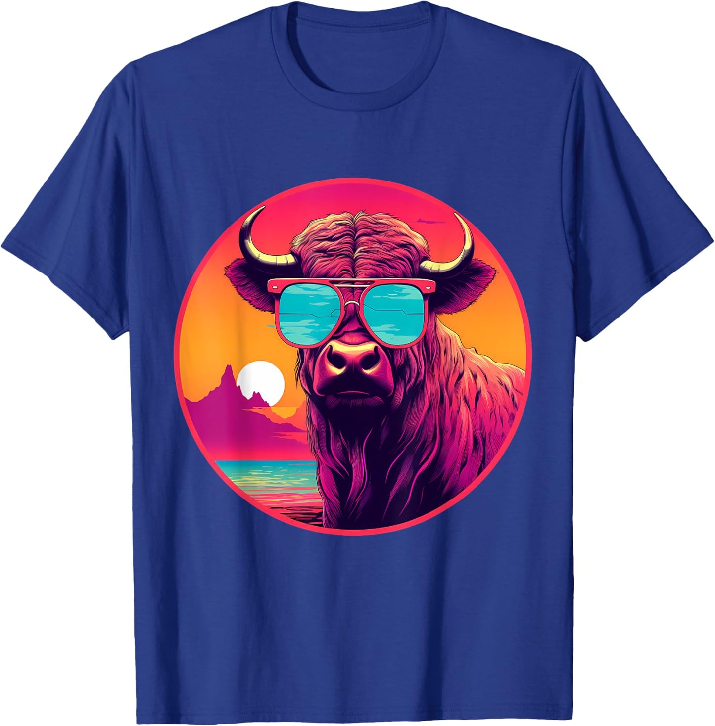 Buffalo Colorful Motif Sunglasses Bison Nature Artwork T-Shirt - T-Shirt | Royal