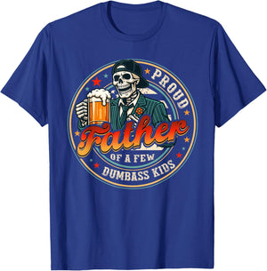 Proud Father of A Few Kids Skeleton Funny Dad Men T-Shirt - T-Shirt | Royal