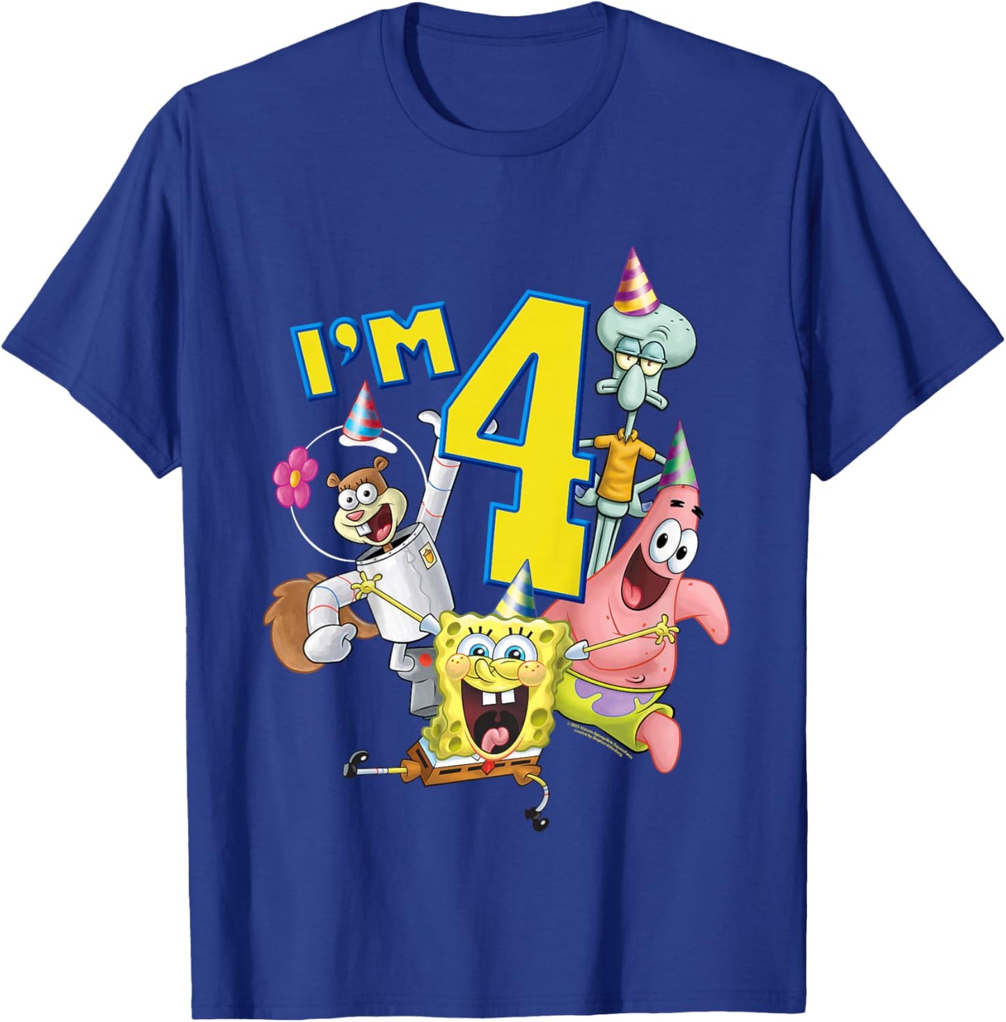 SpongeBob SquarePants 4th Birthday Today I'm 4 Kids , gray T-Shirt - T-Shirt | Royal