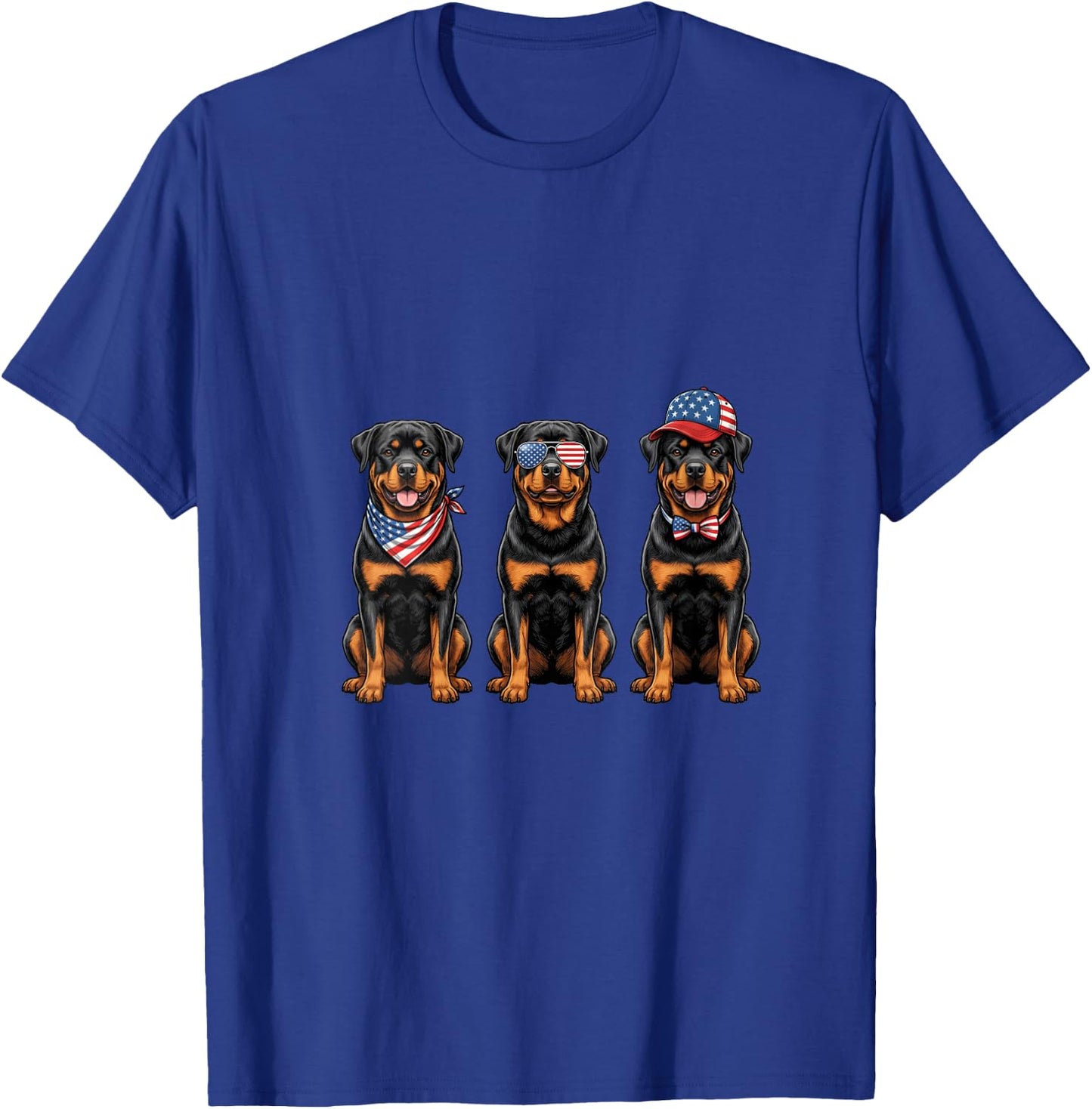 Women's Rottweiler 4th of July US American Flag Rottie Dog Patriotic V-Neck T-Shirt - T-Shirt | Royal
