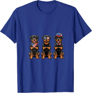 Women's Rottweiler 4th of July US American Flag Rottie Dog Patriotic V-Neck T-Shirt - T-Shirt | Royal