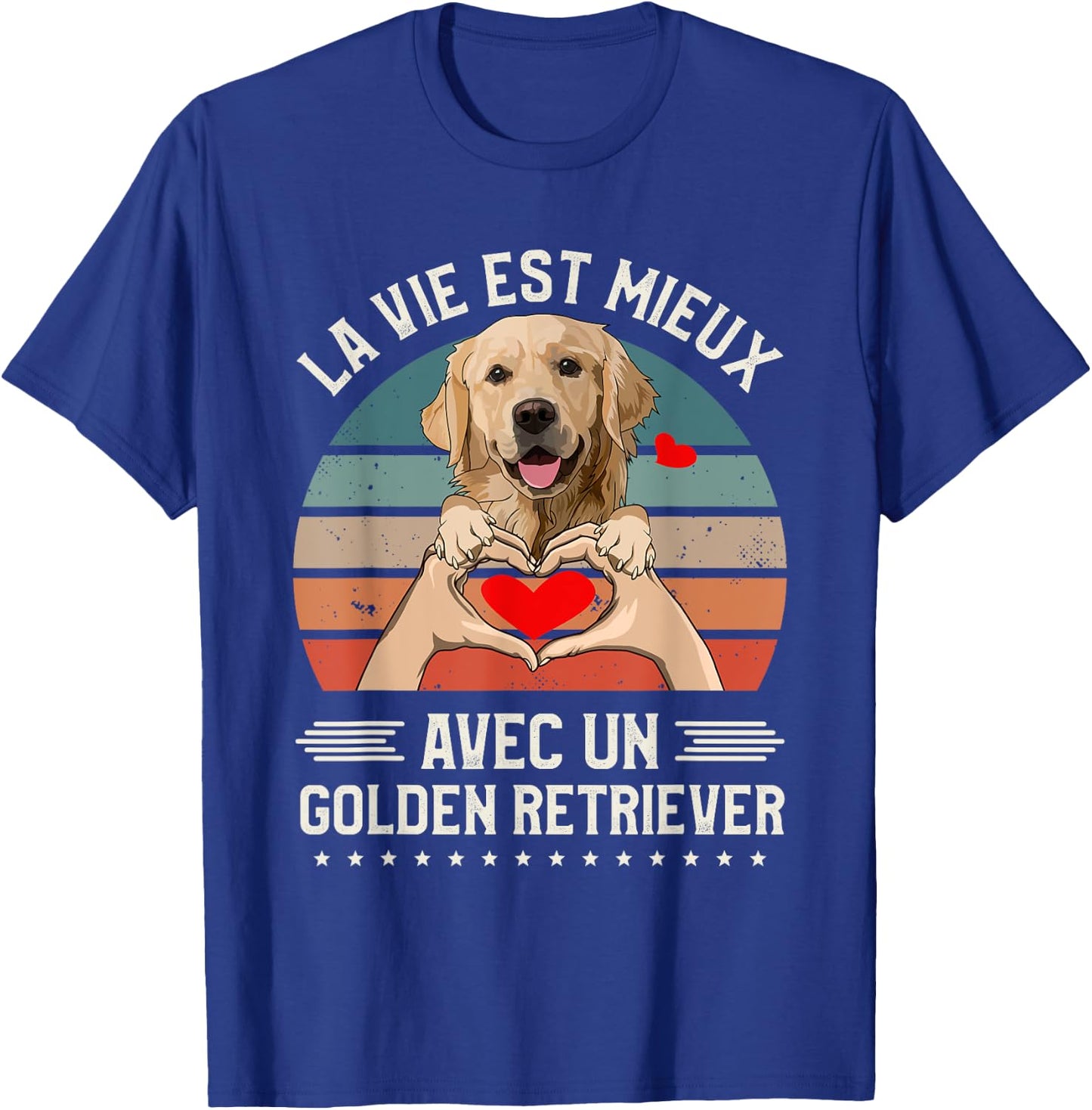 Life Is Better With A Golden Retriever , Black, S T-Shirt - T-Shirt | Royal