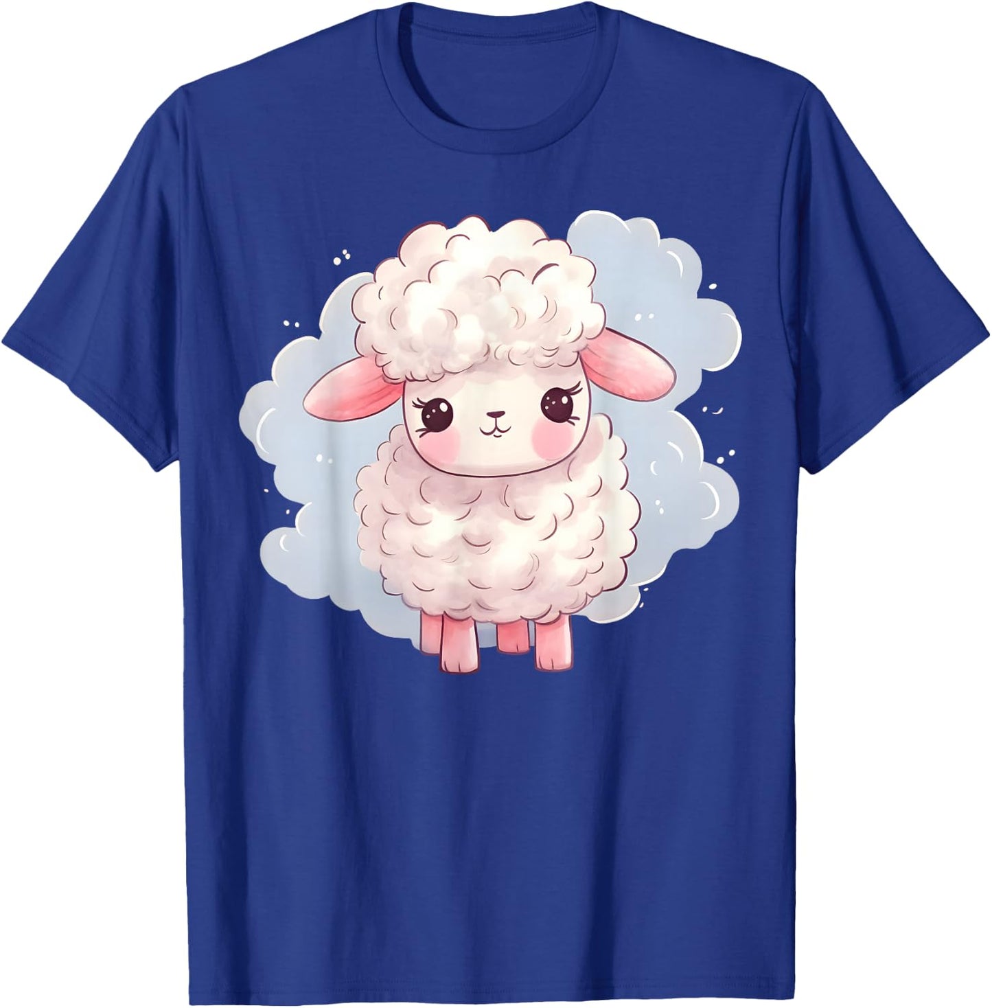 Lamb Sheep Kawaii Cute Pink Baby Farm Animal Pastel Clouds T-Shirt - T-Shirt | Royal