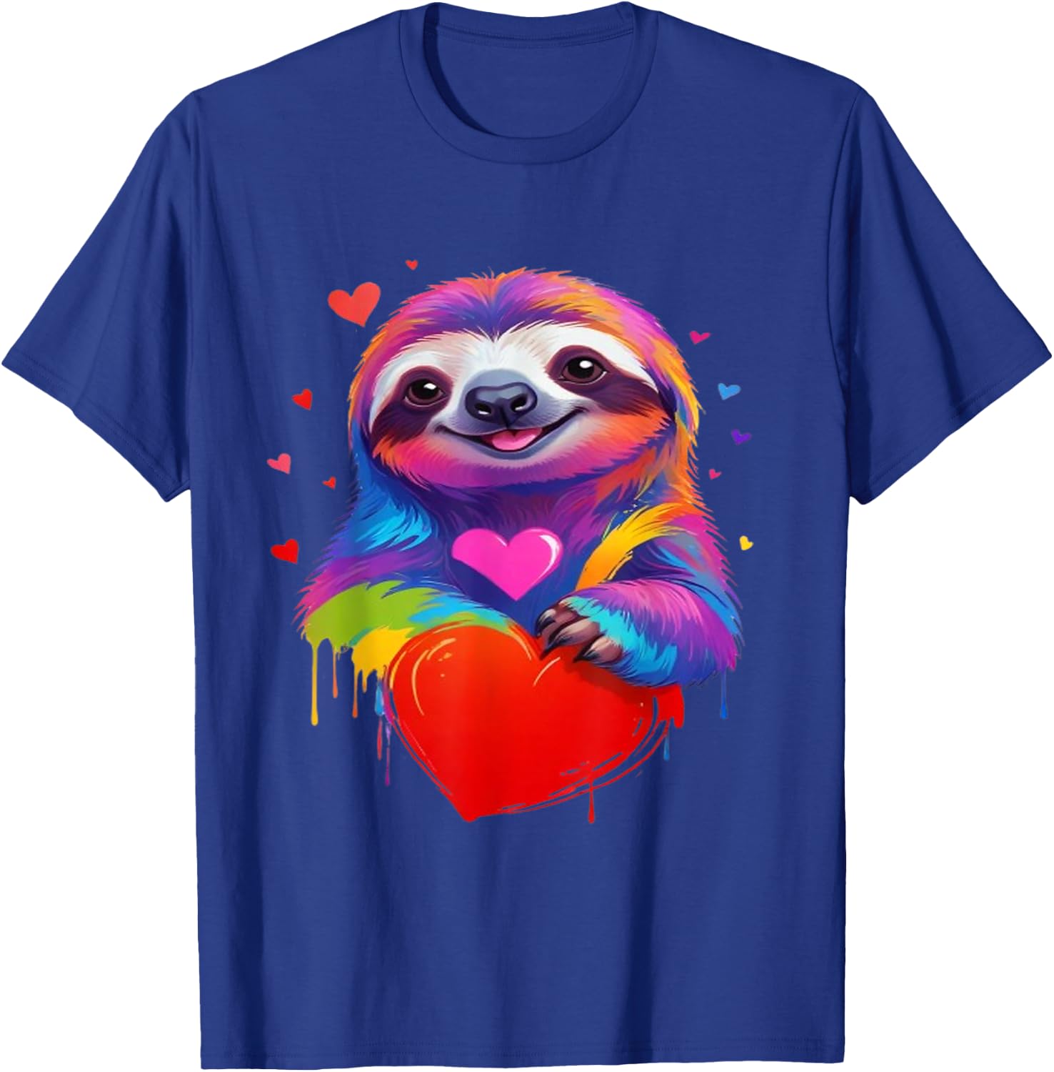 Lazy Shirt - Colorful Heart Shaped Graphic , Black, S T-Shirt - T-Shirt | Royal