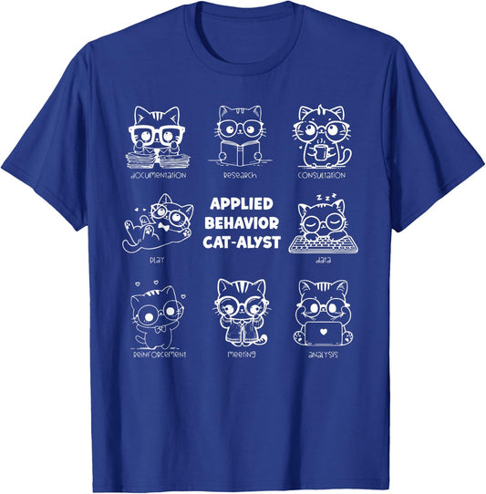 Vintage Applied Behavior Cat-alyst ABA Therapist RBT Analyst T-Shirt - T-Shirt | Royal