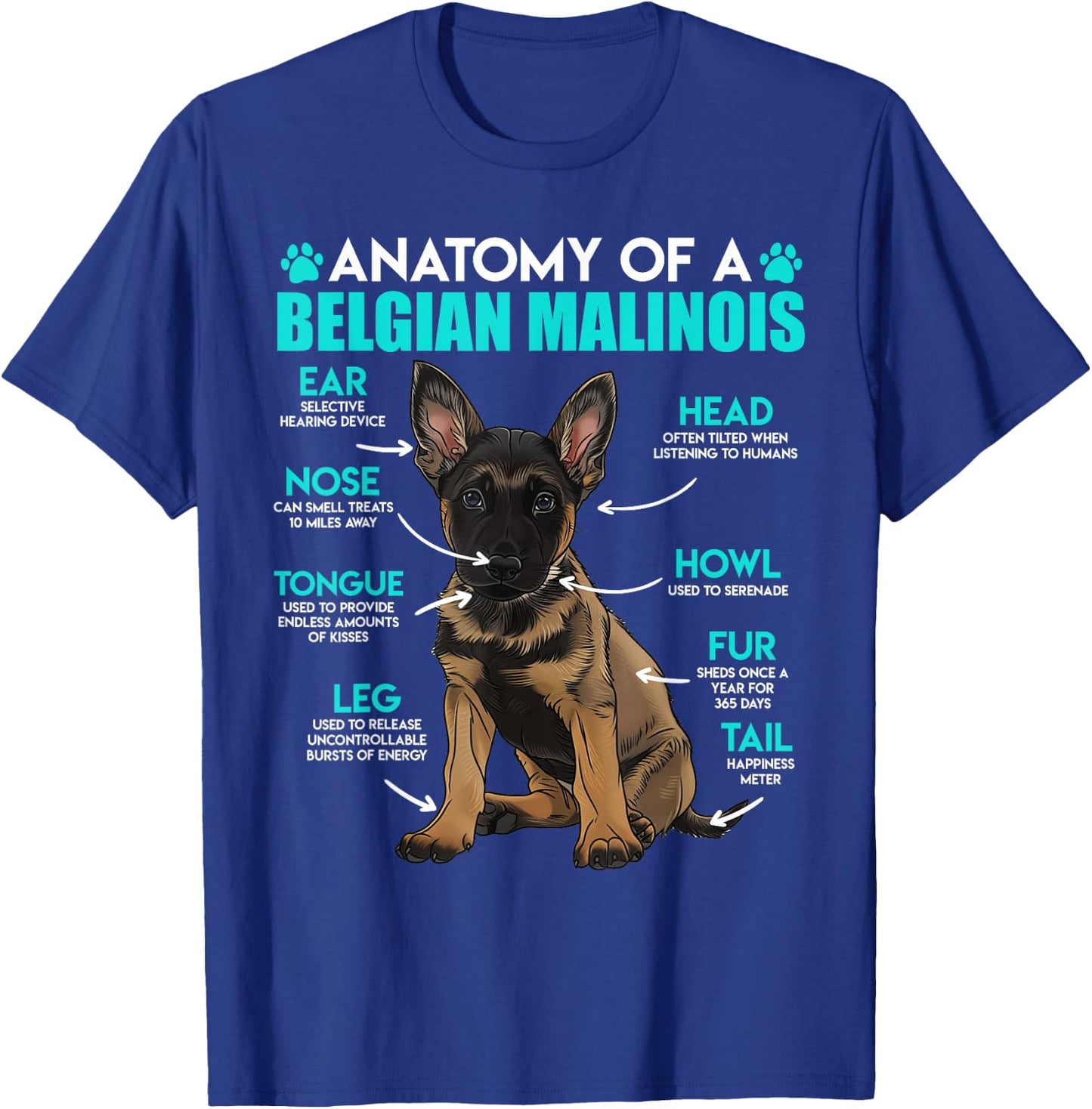 ANATOMY OF A MALINOIS Belgian Shepherd Dog Owners T-Shirt - T-Shirt | Royal
