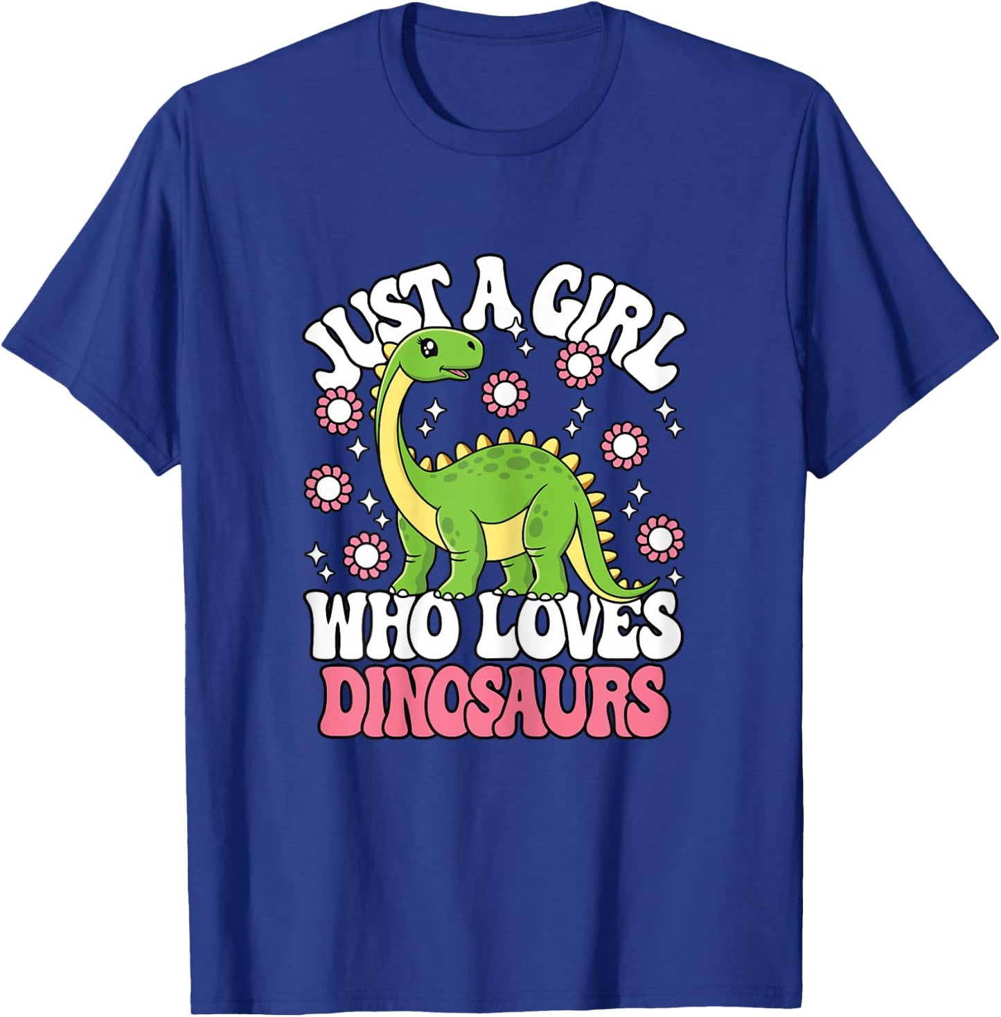 Just A Girl Who Loves Dinosaurs Cute Dinosaur Girls Kids T-Shirt - T-Shirt | Royal