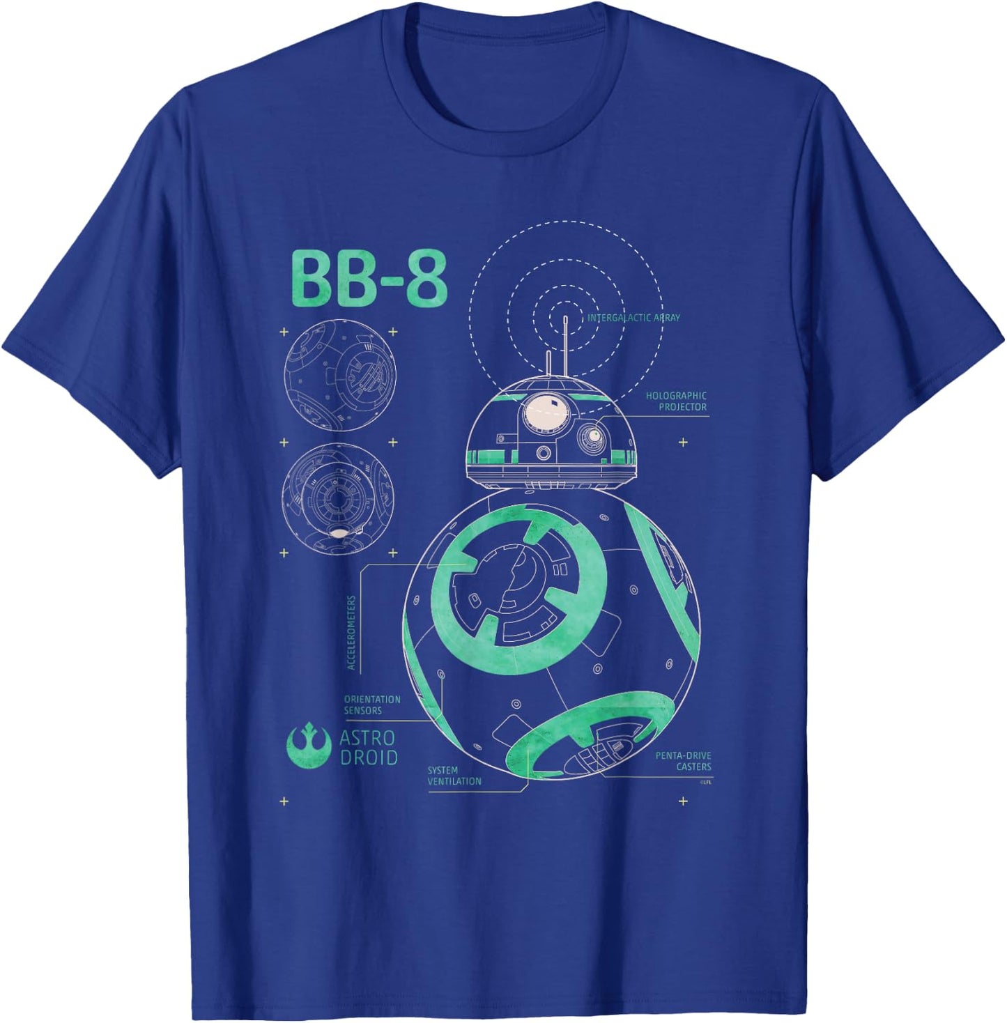 Star Wars BB-8 Astro Droid Blueprint T-Shirt - T-Shirt | Royal