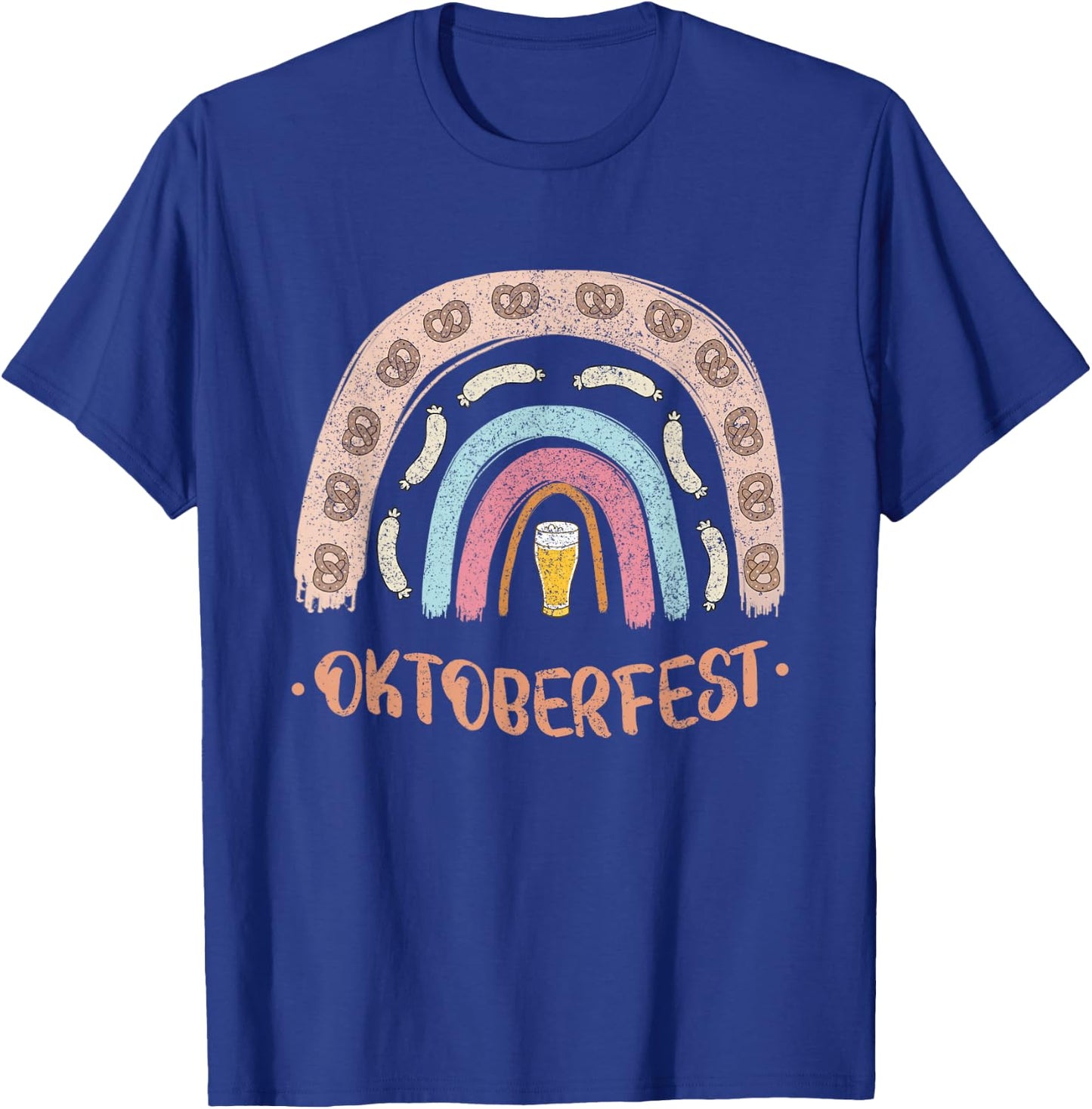 German Oktoberfest Sausage Pretzel Beer Vintage Rainbow T-Shirt - T-Shirt | Royal