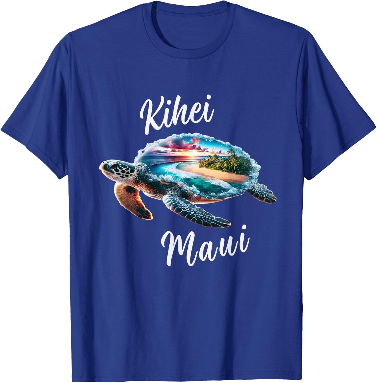 Kihei Maui Hawaii Beach on Sea Turtle T-Shirt - T-Shirt | Royal