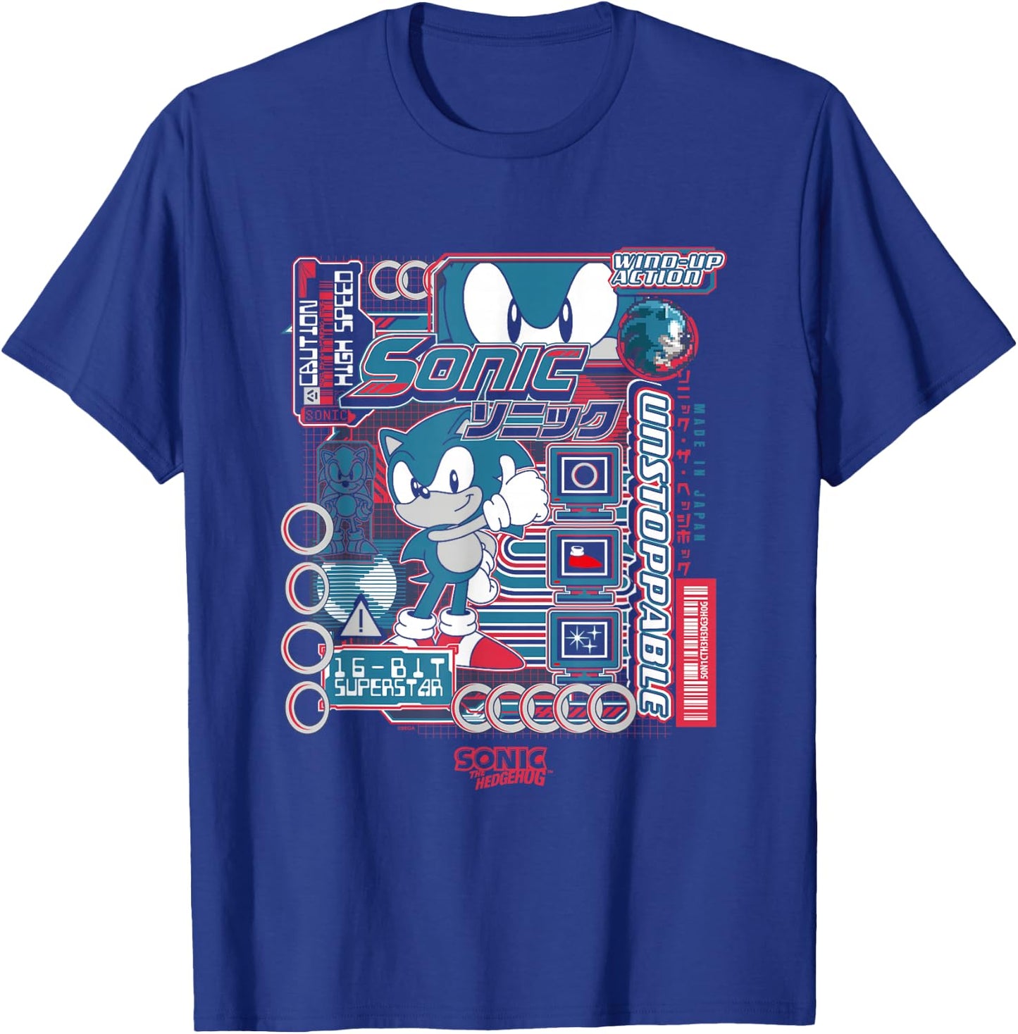 Sonic The Hedgehog Sonic Unstoppable Vintage Kanji Poster T-Shirt - T-Shirt | Royal