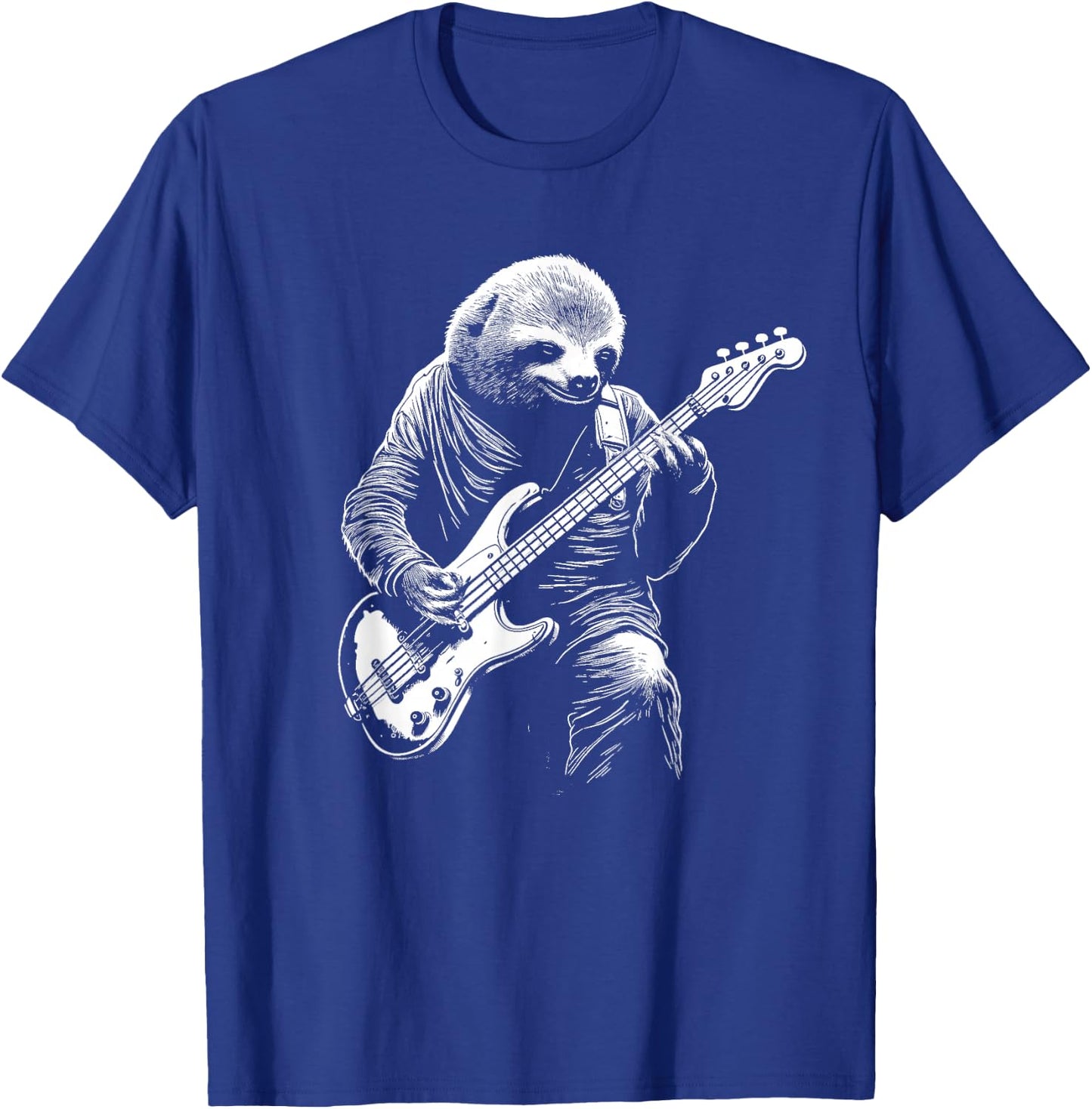 Sloth Playing Bass Guitar Funny Bass Player Bassist Sloth T-Shirt - T-Shirt | Royal