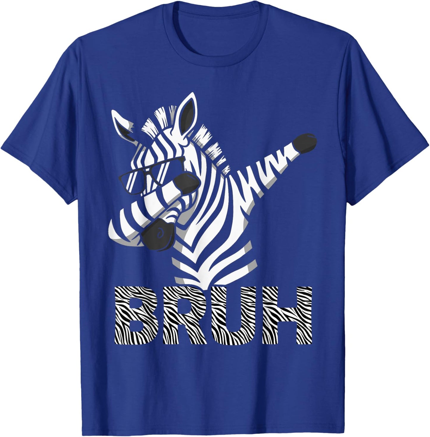 Funny Dabbing Zebra Shirt Boys Animal Print Zebra Bruh T-Shirt - T-Shirt | Royal