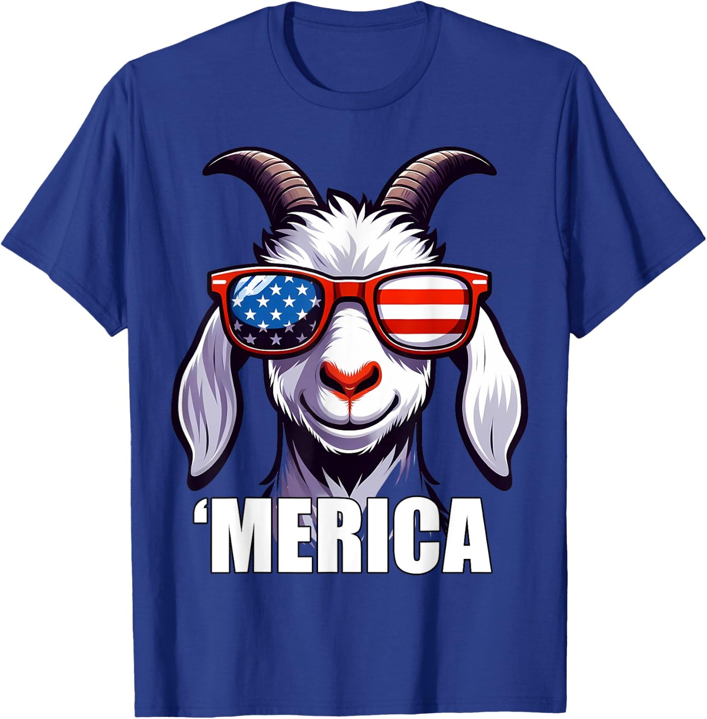 Merica Goat Funny American Patriotic USA 4th of July Animals T-Shirt - T-Shirt | Royal